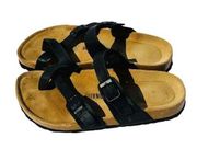 Cushionaire Womens Sandals Luna Cork Footbed One Finger Slip On Black Size 8