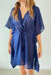 Solid blue beachwear cover up