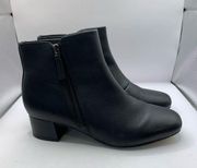 Clarks Collection 20701 Womens Black Leather Zip Ankle Boots Sz 8M