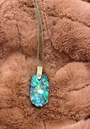 Inez Gold Long Pendant Necklace in Abalone Shell