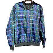 Lady Divots Tartan Plaid V-neck Golf Pullover Windbreaker Size Large