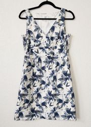 Blue Floral Sheath Dress Size Medium Petite