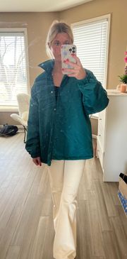 green puffer jacket