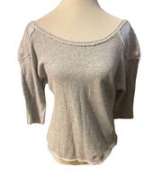 Xhilaration Gray W/ Sequins 3/4in Sleeves 100% Cotton Lightweight Stylish Fringe