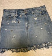 Distressed Denim Skirt With Bling Size 10