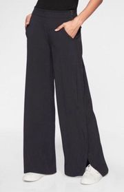 Athleta Black Gramercy Wide Leg Button Cuff Trouser Pant