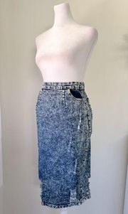 36 Point 5 Stonewashed Denim Midi Skirt