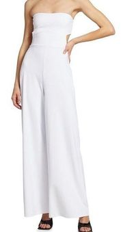 NWT Susana Monaco Strapless Cutout Back Wide Leg Jumpsuit Sugar White Small