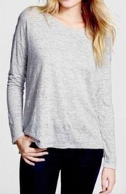 VINCE Heather Heathered Gray Long Dolman Sleeve 100% LINEN Lightweight Tee Top S