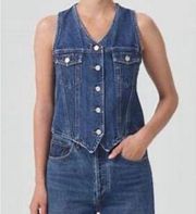 AGOLDE 70’s Medium Dark Blue Denim Fitted Vest Range SZ XS NWT