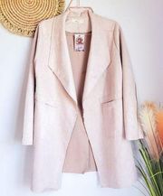 Molly Green, New, Tan Soft Brushed Faux Suede Longline Jacket Coat, Medium