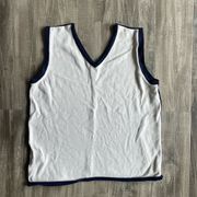 Sag Harbor Vintage Tank Top White Navy Small