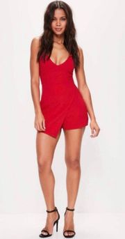 Red Skort Wrap Romper -