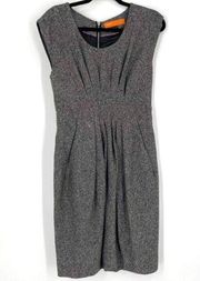 Cynthia Steffe Women's Wool Blend Lined Pleated Midi Dress Gray Black Size 6
