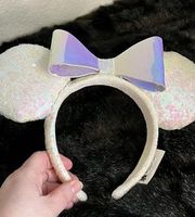 Disney Parks Iridescent Glitter Sequin Minnie Mouse Ears Headband