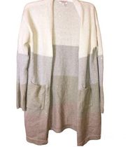 Andree by unit wool Color block ombre sequin cardigan sweater Tan Pink Large