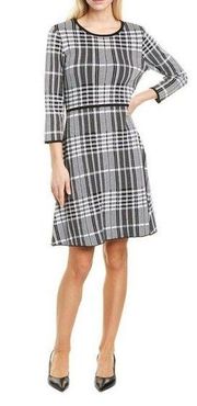 Donna Ricco Mixed Plaid Stretch Knit Dress