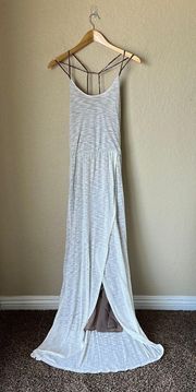 White Heathered Strappy Maxi Dress