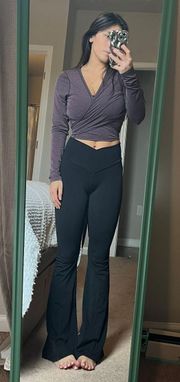 Purple Wrap Long Sleeve Crop Top