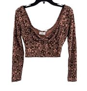 Daisy Street Floral Crop Top Pink Brown New Large