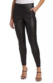 NWT Spanx Leather Like Black Joggers Pull On size Large $148 Retail