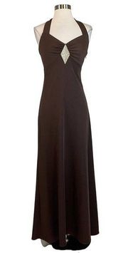 Betsy & Adam Women's Formal Dress Size 6 Brown Beaded Sleeveless Long Gown