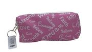 NWT Pink Breast Cancer Awareness Pencil Case Cosmetic Beauty Bag Keychain Pouch