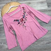 Garnet hill pink embroidered blouse