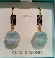 ✨Bella Jack Gold Tone Light Blue CUBIC ZIRCONIA Gemmed Dangle Earrings✨