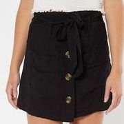 NWT Black Button Front Twill Skort