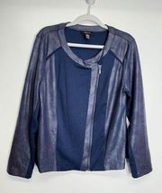 Style & Co. Jacket Side Zip Motto Women’s Blue/Purple Size Large