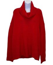 Rachel Zoe Women's Red Cowl Neck Merino Wool Blend Oversized Sweater Size Large