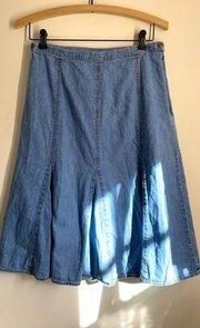 JM Collection Pleated Denim / Chambray Skirt size 10 P