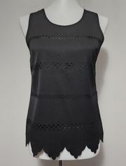 Joy Joy Black Textured Sleeveless Lattice Blouse Size XS