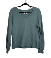 100% Cotton Sage Green Open Back Pullover Sweatshirt