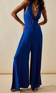 Free People BEACH Royal Blue Wide leg Harlow Jumpsuit Size Large NWOT