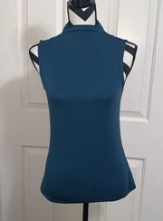 GARNET HILL NWT Green Cotton High Neck Sleeveless Top