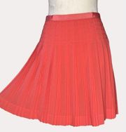 J Crew Pleated A-Line Chiffon Mini Skirt Grosgrain Ribbon Trim Orange 2