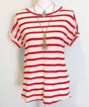 Hailey & Co. Red Striped Semi Sheer Sailor Sweater Knit Top Small S