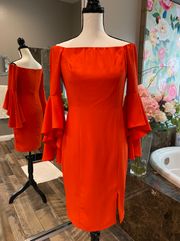 Orange Bell Sleeve Dress