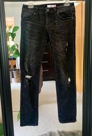 CABI Boyfriend Slim Fit Black Distressed Jeans