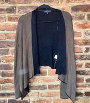 Romeo & Juliet Couture Brown Black Draped Open  Cardigan Sweater Size Medium