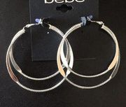 New bebe silver hoops double 2.5"