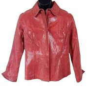 Genuine Leather Pink Crocodile Print Jacket by Live A Little