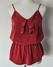 Sweet Rain Brick Red Ruffled Peplum Tank Top Size Medium