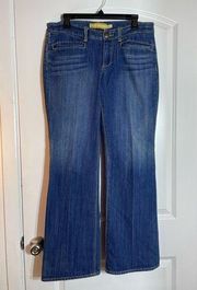 Seven7  Luxe Dark Wash Mid Rise Sailor Pocket Flare Leg Jeans Size 14/35