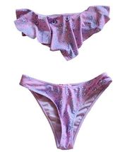 Sugar Thrillz pink & purple butterfly print bikini size small