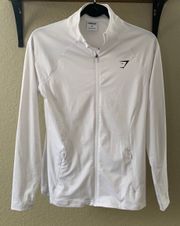 Gymshark white and green zip up athletic jacket