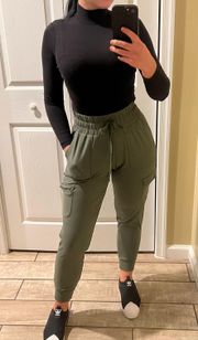 high waisted joggers track pants yoga pants cargo pants harem sweatpants army green