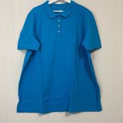 Lands’ End Women’s Plus Size Button Collared Polo Shirt Brilliant Turquoise NWOT